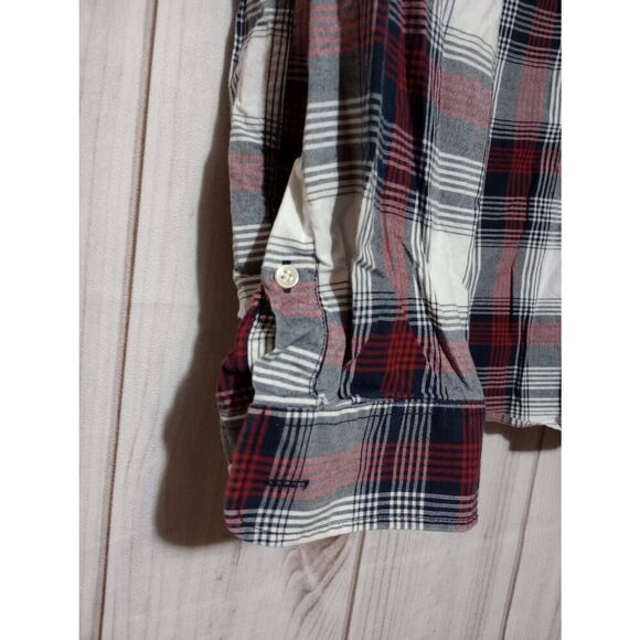 GoodFellow and Co Shirt Men's Extra Extra Large Navy Red Button Front Long Sleev - Picture 4 of 8